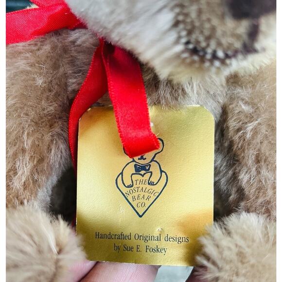 Casey Bear From “Casey and Quackers" by Sue Foskey Mohair Jointed 7.5” Hat 1988 - Picture 4 of 7